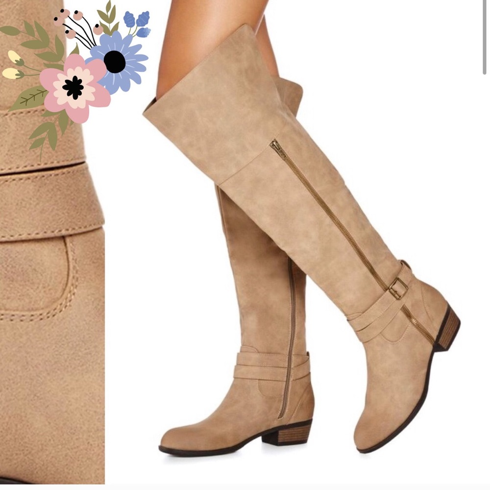 JustFab Knee High Beige Caramel Boots size 6.5